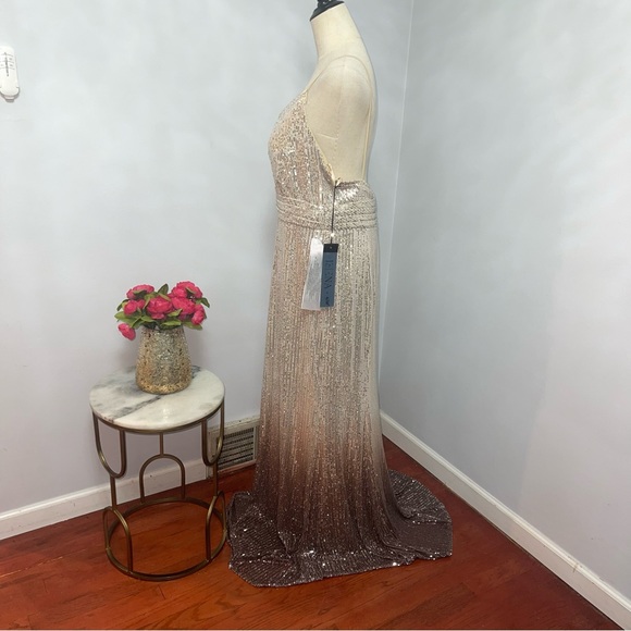 Ieena Mac Duggal Ombré Sequined Twisted Chest Mermaid Gown - New W/ Tag- Reemoly - Picture 7 of 15